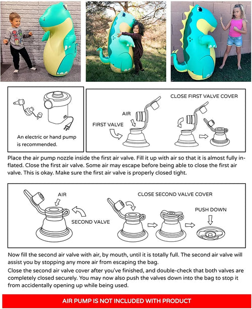 (Inflatable Dudes) Green Sizetegosaurus Dinosaur 47 inches -Kids Punching Bag |Filled with Sizeand