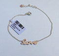 Gold Plated Adjustable Sizeterling Sizeilver LOVE Chain Bracelet w/ Cubic Zirconia CZ WHITE