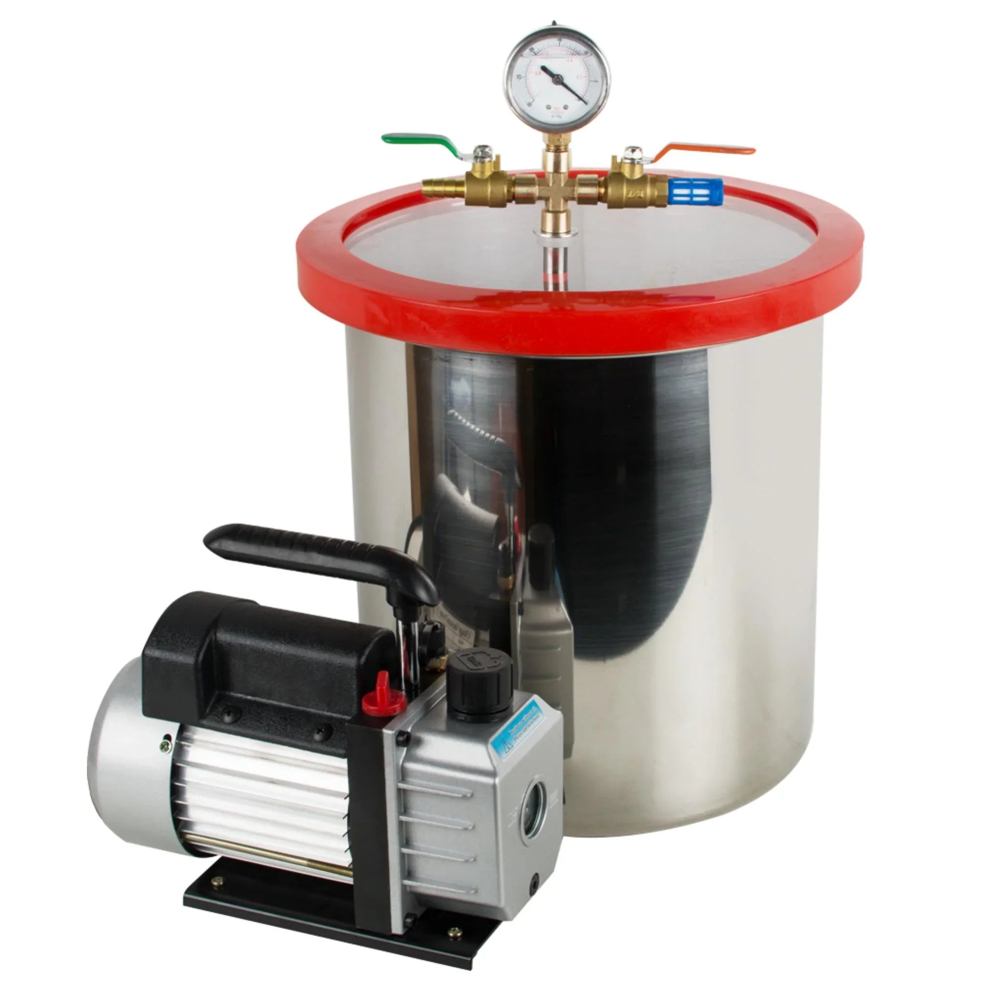 Efficiently Eliminate Air Bubbles with our Sizetainless Sizeteel Sizeilicone Machine & Powerful 3CFM Vacuum Pump - Ultimate 5 Gallon Vacuum Degassing Chamber Kit