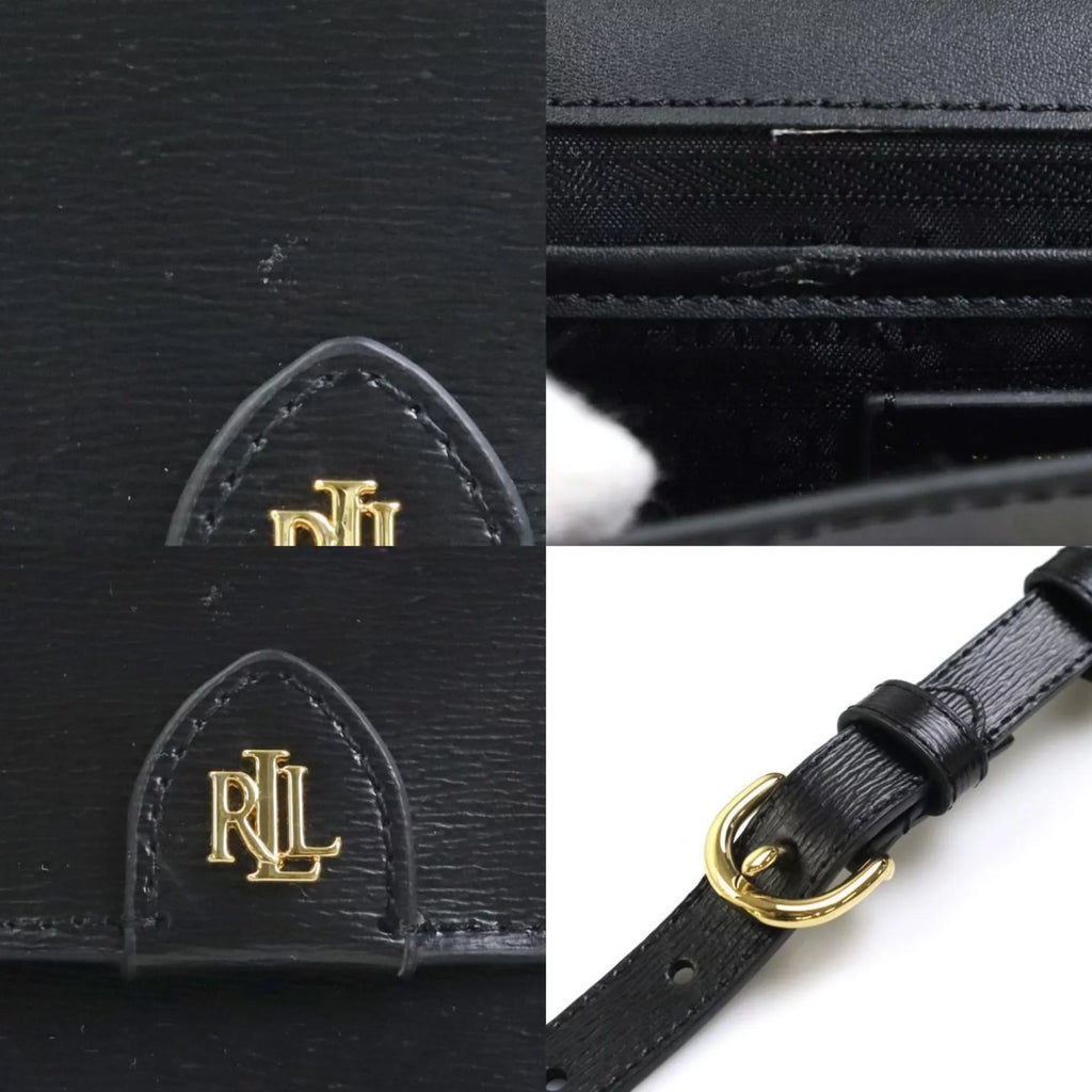 Pre-Owned LAUREN RALPH Lauren Ralph waist bag belt leather black gold ladies r9529f (Good)