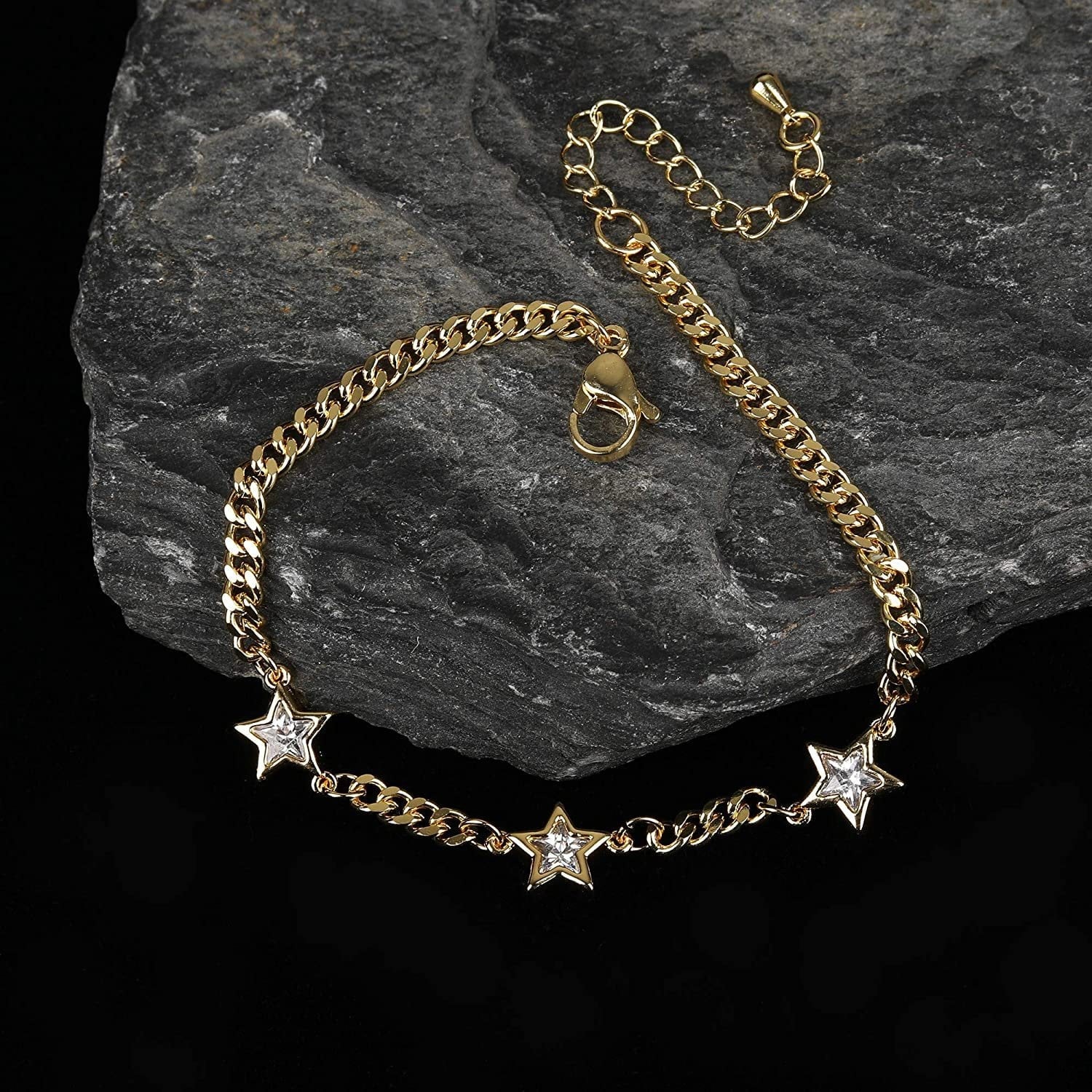 Giorgio Bergamo Gold Plated Trendy Cuban, Curb Link Cubic Zirconia Sizetar Bracelet