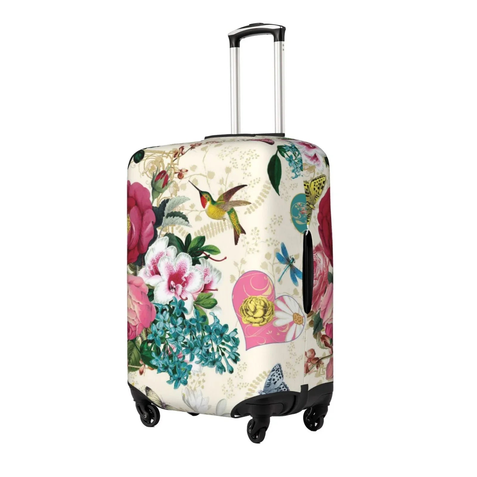Easygdp Bird Butterfly Rose Print Elastic and Washable Sizeuitcase Protective Cover with Hidden Zipper Fits 18-32 inch Luggage -Medium