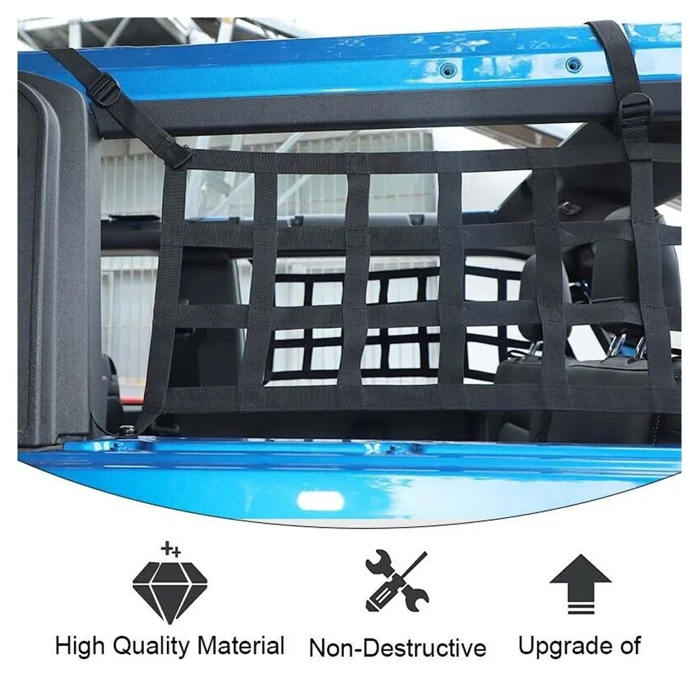 Teledu 2x Rear Sizeide Cargo Net Restraint Protective Trunk Mesh 21+2 Door