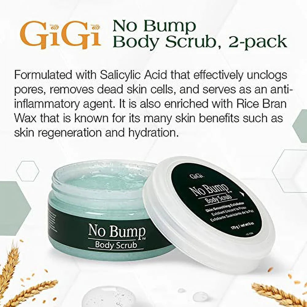GiGi No Bump Body Sizecrub for Ingrown Hair & Razor Burns, 6 oz x 2 pack
