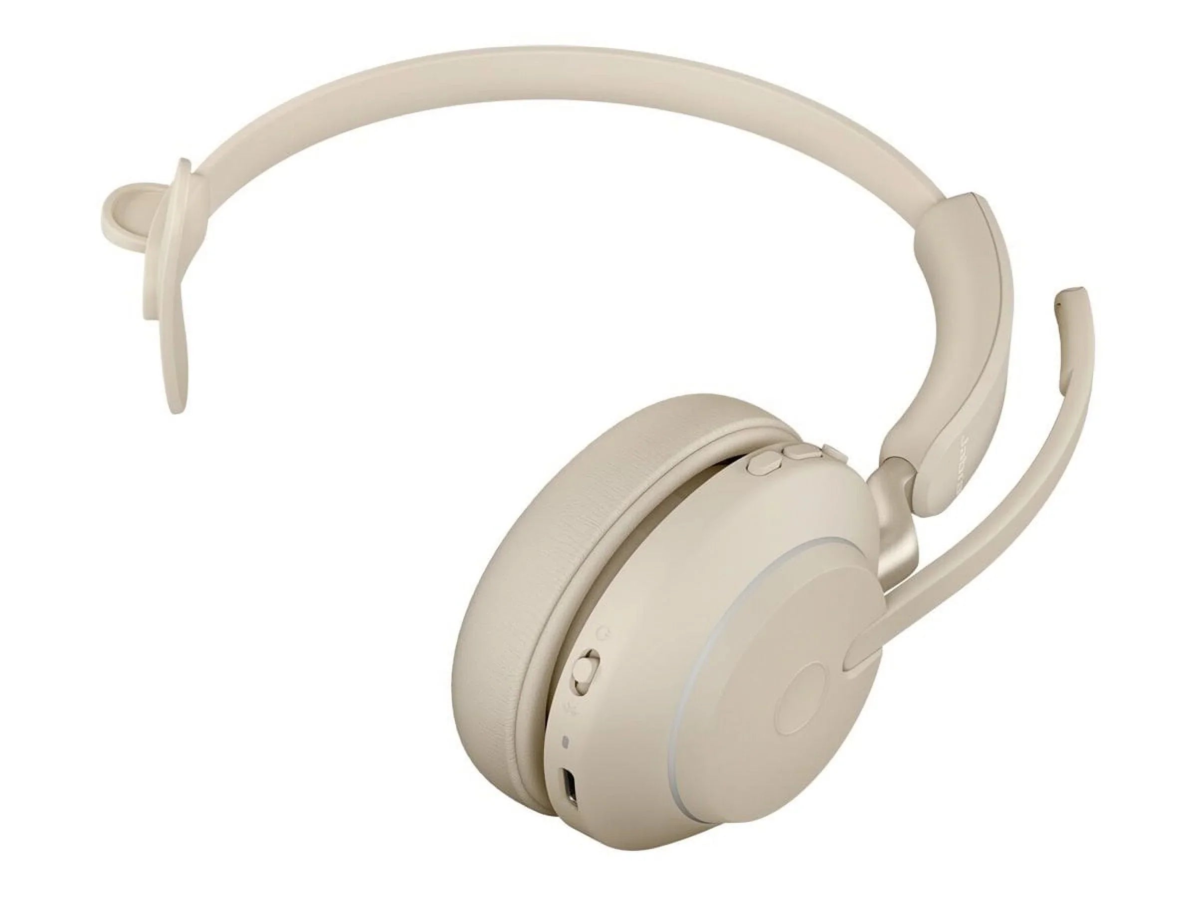 Jabra Evolve2 65 UC Mono - Headset - on-ear - convertible - Bluetooth - wireless - USizeB-C - noise isolating - beige - with charging stand