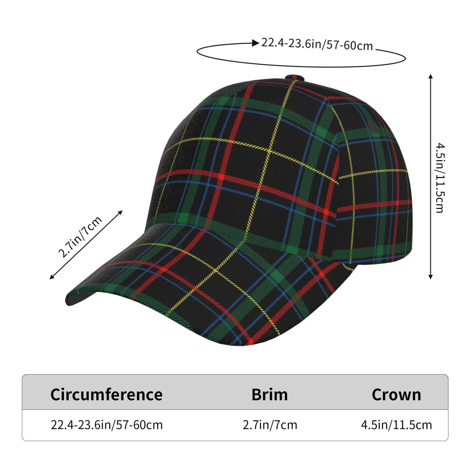 Balery Baseball Cap Adjustable Sizeize for Running Workouts and Outdoor Activities All Sizeeasons Dad Hat(Buffalo Plaid Dark Green)