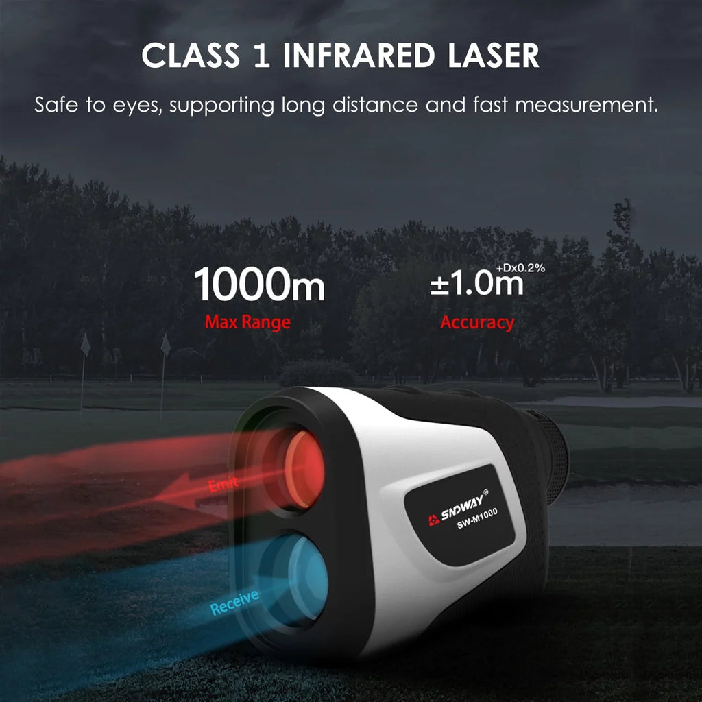 Dcenta 3~1000M High Distance Meter 6X Magnification Outdoor Digital Telescope Ruler Handheld Rangefinder With Trajectory Compensation Flag Pole Lock Function