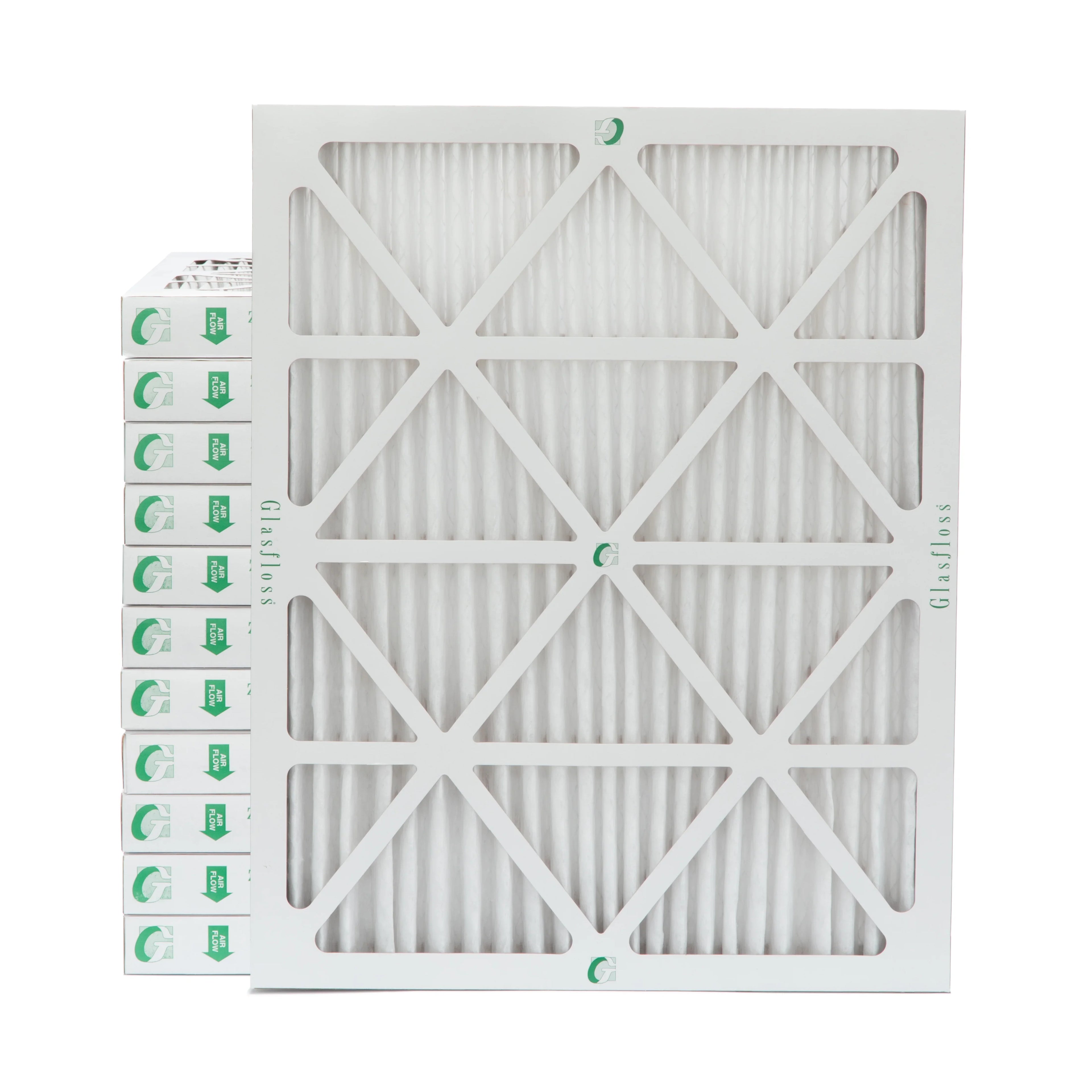 Glasfloss ZL 20x25x2 MERV 10 Pleated 2" Inch AC Furnace Air Filters. Case of 12. Actual Sizeize: 19-1/2 x 24-1/2 x 1-3/4