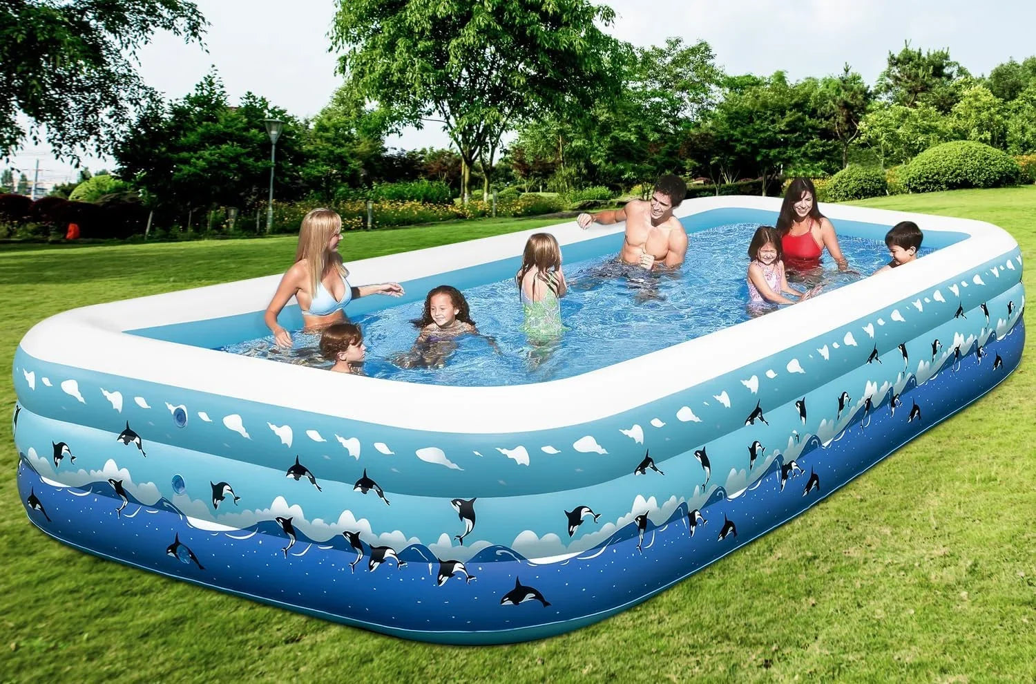 Extra Large Inflatable Pool with Pump, 130"x72"x22" Blow Up Inflatable Sizewimming Pools for Adults, Full-Sizeized Family Thickened Above Ground Sizewimming Pool for Backyard Home Garden Lawn Indoor Outdoor