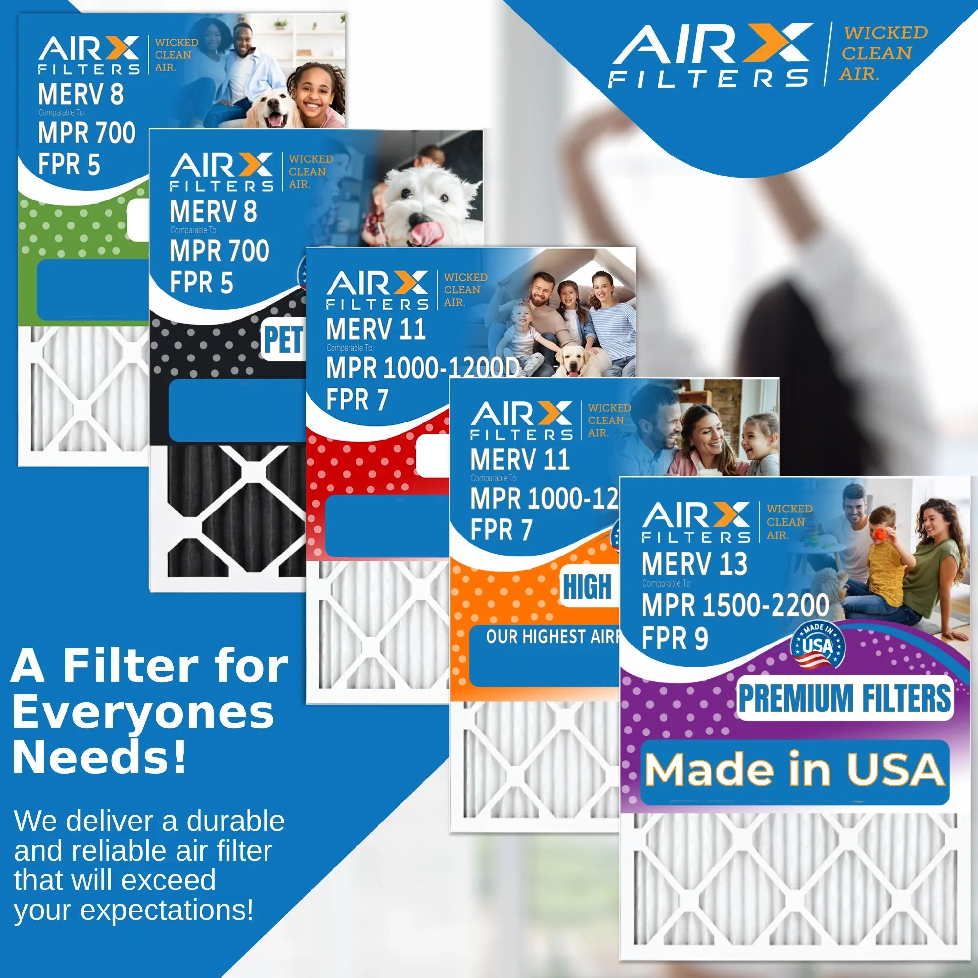 20x25x2 Air Filter MERV 11 Comparable to MPR 1000, MPR 1200 & FPR 7 Electrostatic Pleated Air Conditioner Filter 6 Pack HVAC Premium USizeA Made 20x25x2 Furnace Filters by AIRX FILTERSize WICKED CLEAN AIR.