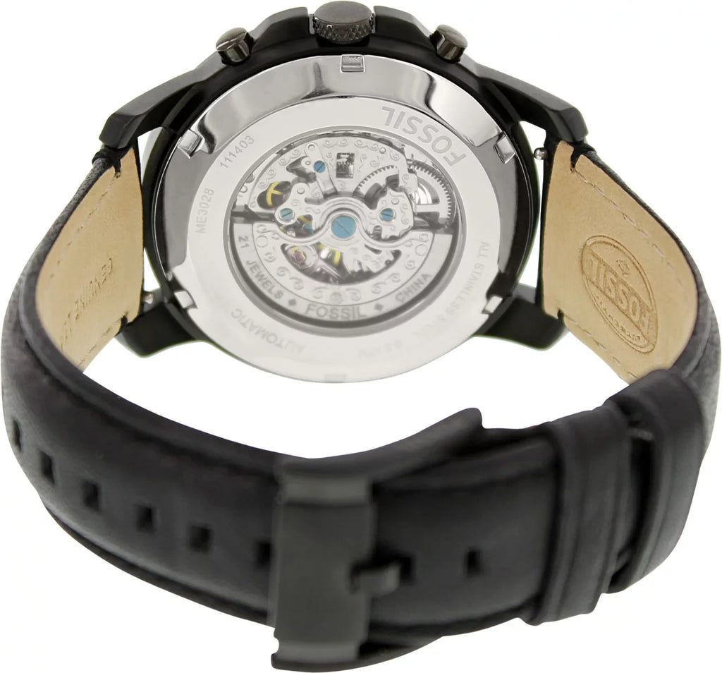 Fossil Men's Grant ME3028 Black Leather Japanese Automatic Fashion Watch
