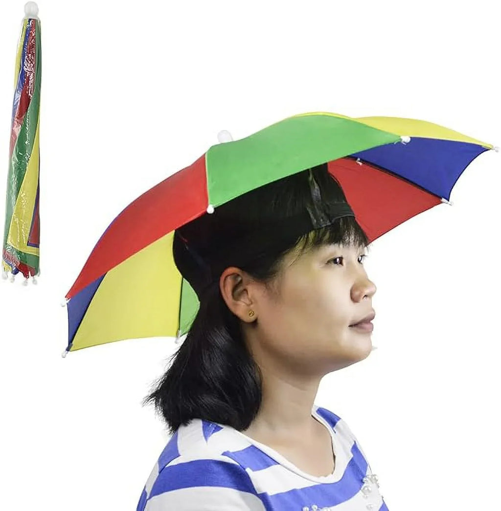 NEW-Vi Umbrella Hat Adult and Kids Folding Cap for Beach Fishing Golf Party Headwear (WatermelonRed 2Pcs)