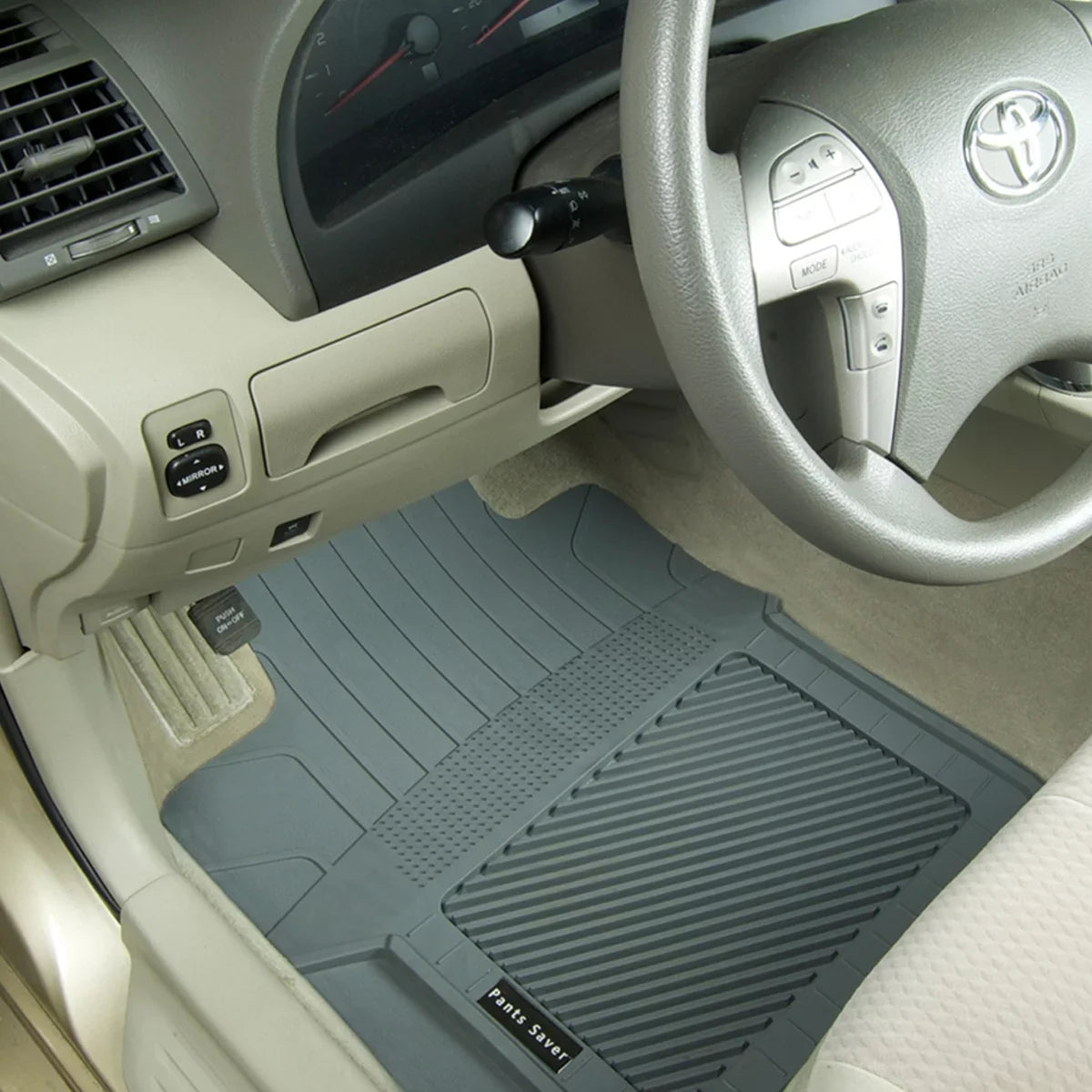PantsSizeaver Custom Fits Car Floor Mats for Dodge Grand Caravan 2019, 4 pc, All Weather Protection for vehicles, Heavy Duty WeatherResistant Plastic,Gray