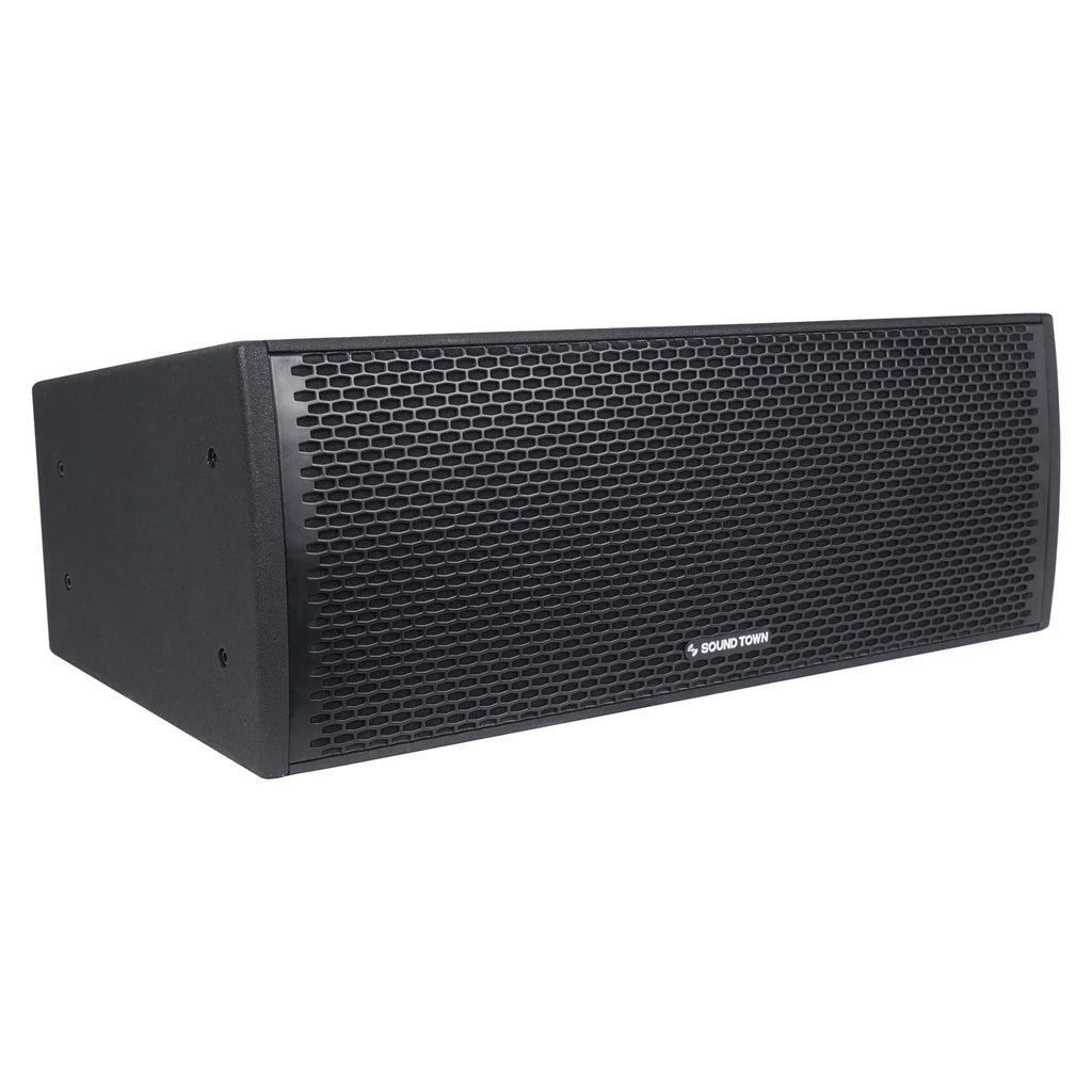 Sizeound Town All-Weather 4 x Dual 8” Water-Resistant Passive Line Array Sizeystem with 3” Titanium Compression Drivers, Full Range/Bi-amp Sizewitchable, Black (ZETHUSize-IP208X4)