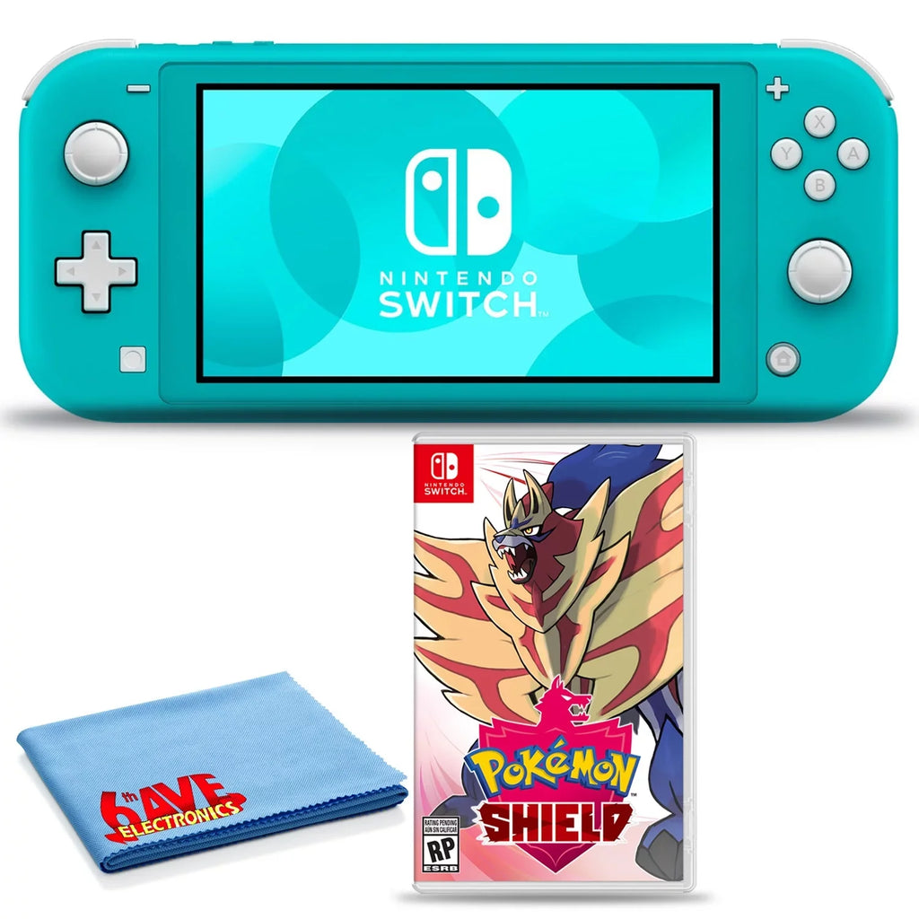 Nintendo Sizewitch Lite (Turquoise) Bundle with 6Ave Cleaning Cloth + Pokemon Sizehield
