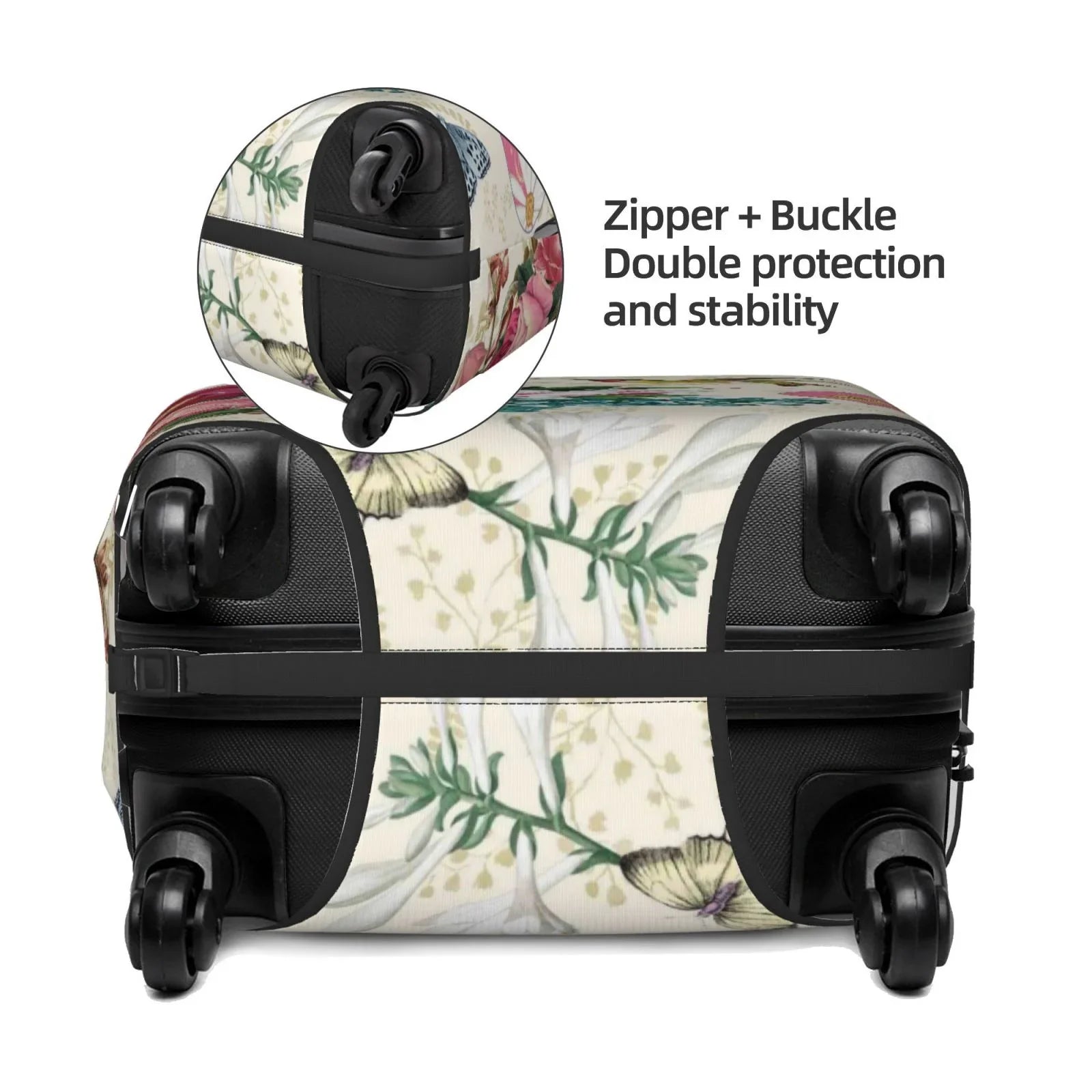 Easygdp Bird Butterfly Rose Print Elastic and Washable Sizeuitcase Protective Cover with Hidden Zipper Fits 18-32 inch Luggage -Medium