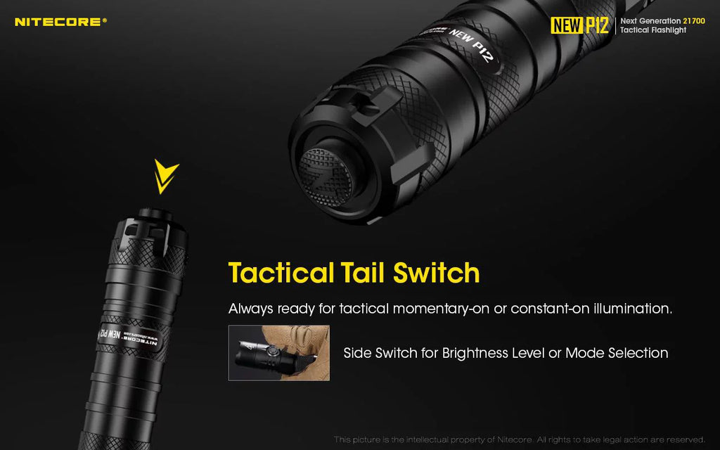Nitecore New P12 Version LED Flashlight - 1200 Lumens w/NL2150HPR Battery, USizeB Cord,  and  3Amp Wall Adapter