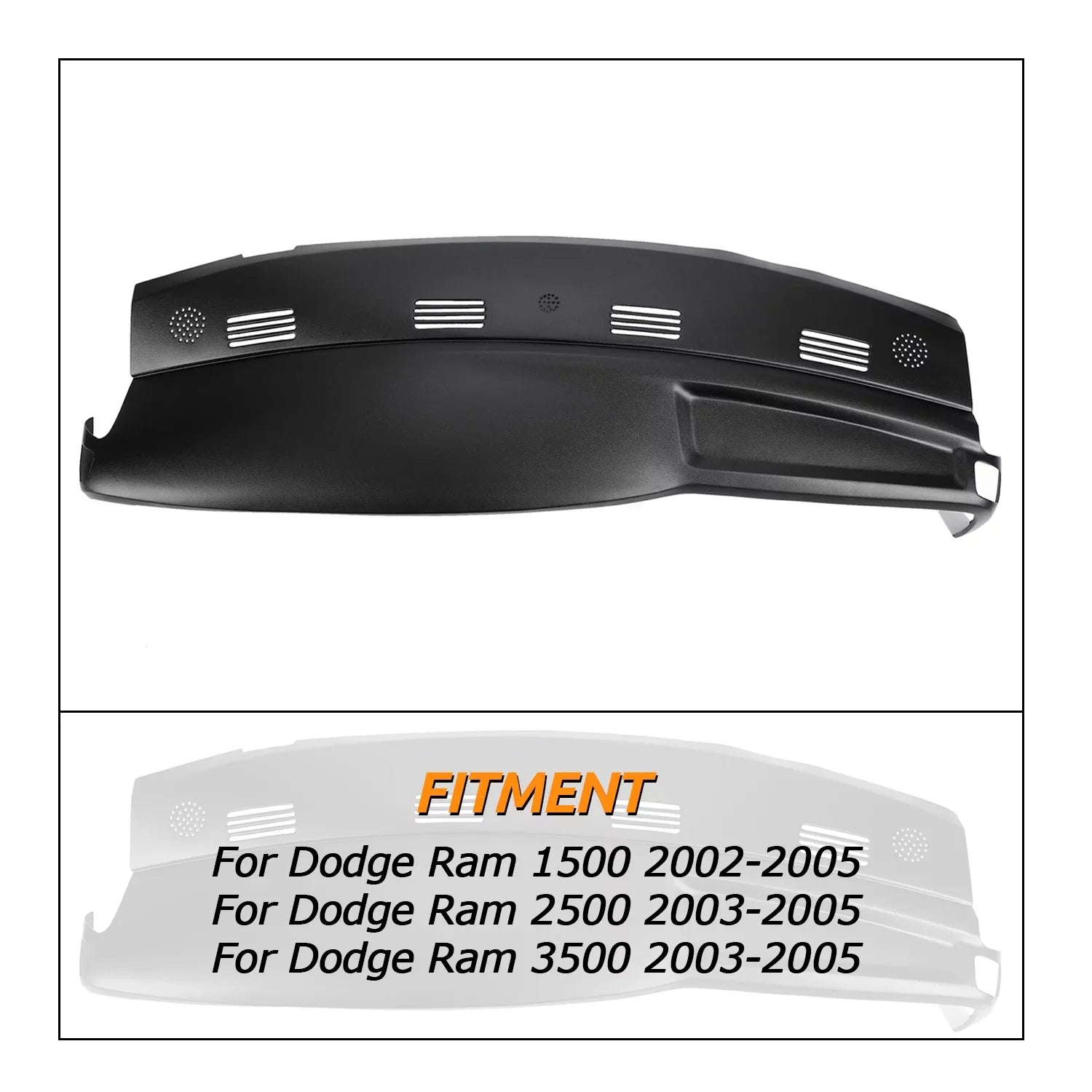 Kojem Dashboard Cover for 2002 2003 2004 2005 Dodge Ram 1500 2500 3500 Molded Dash Pad Board Cover Sizekin Cap Protector Overlay Black