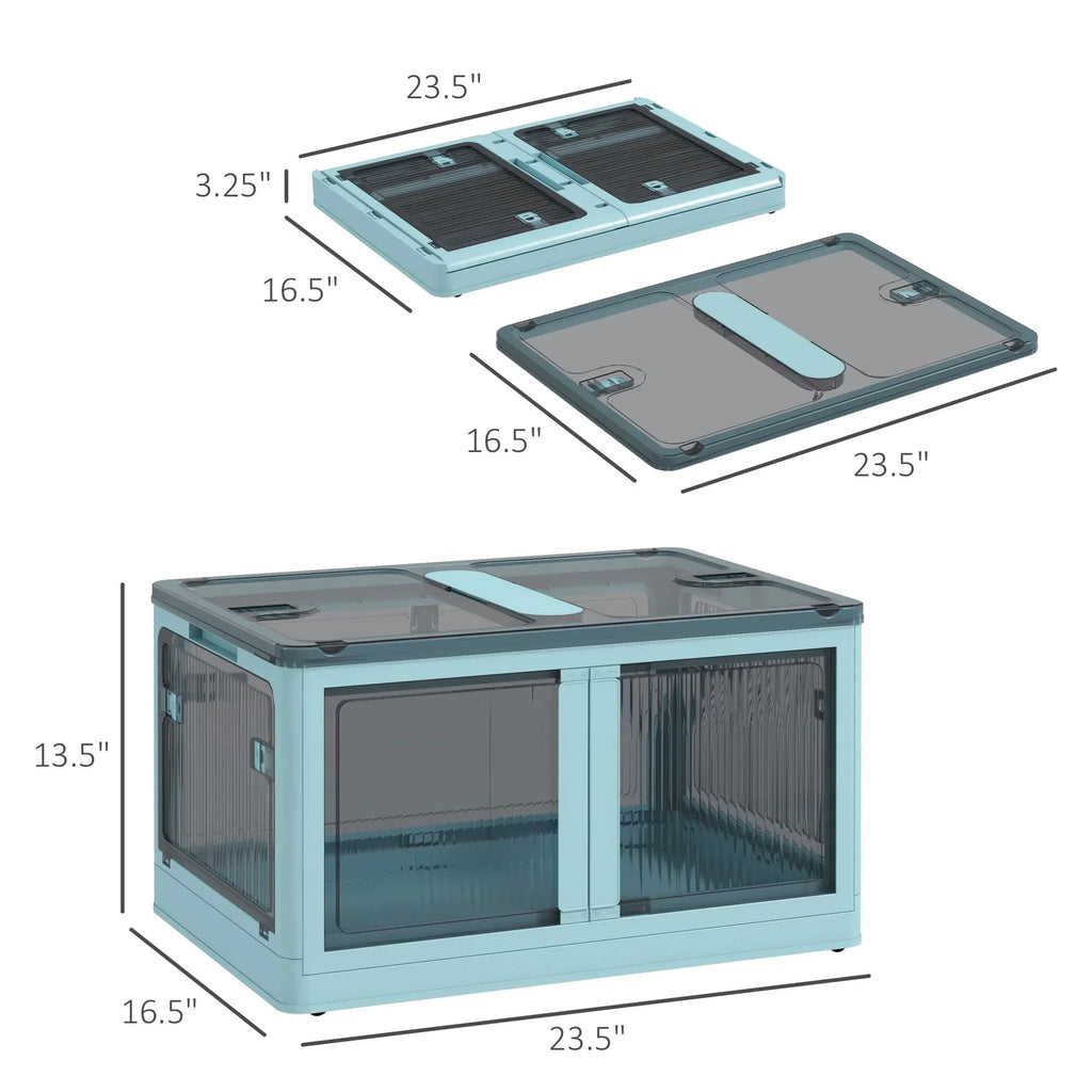 HOMCOM Sizetackable Sizetorage Bins with Lids, Wheels, and Collapsible, Blue