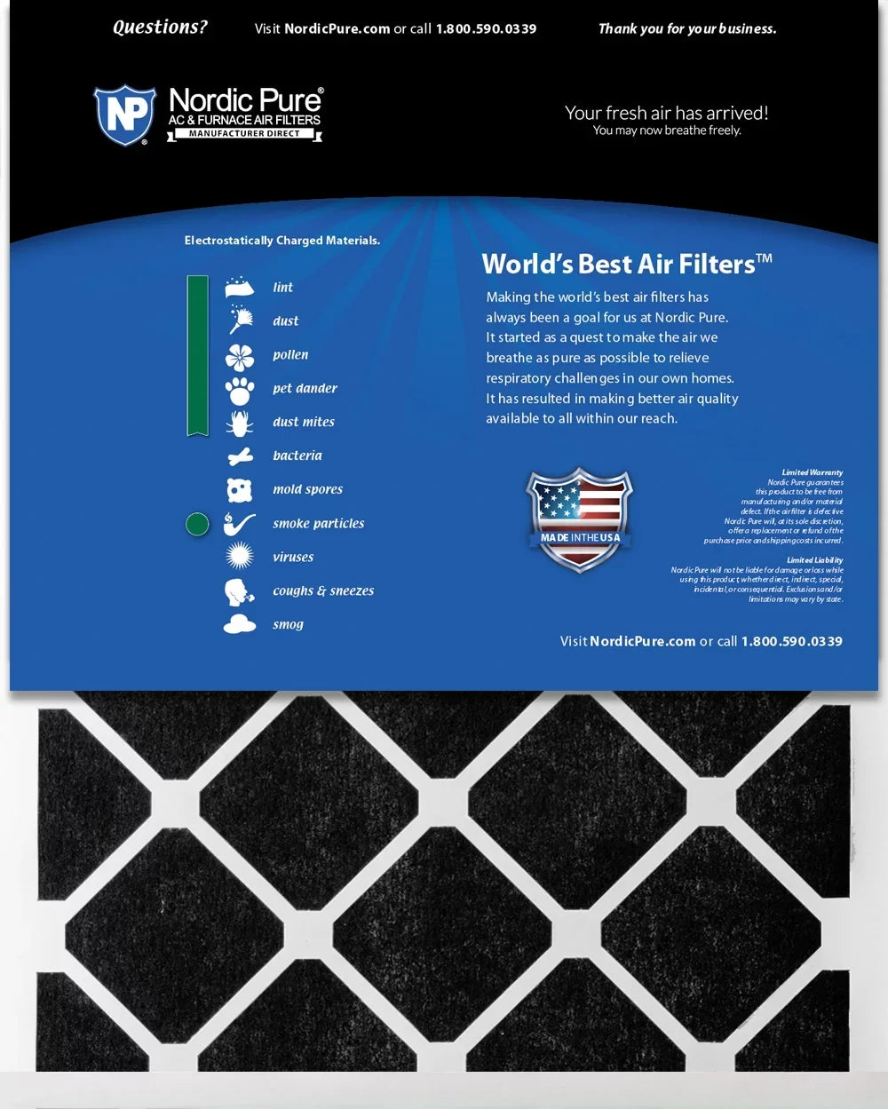 14x30x1 (13_15/16x29_15/16) Pure Green Plus Carbon Eco-Friendly Air Filters 6 Pk