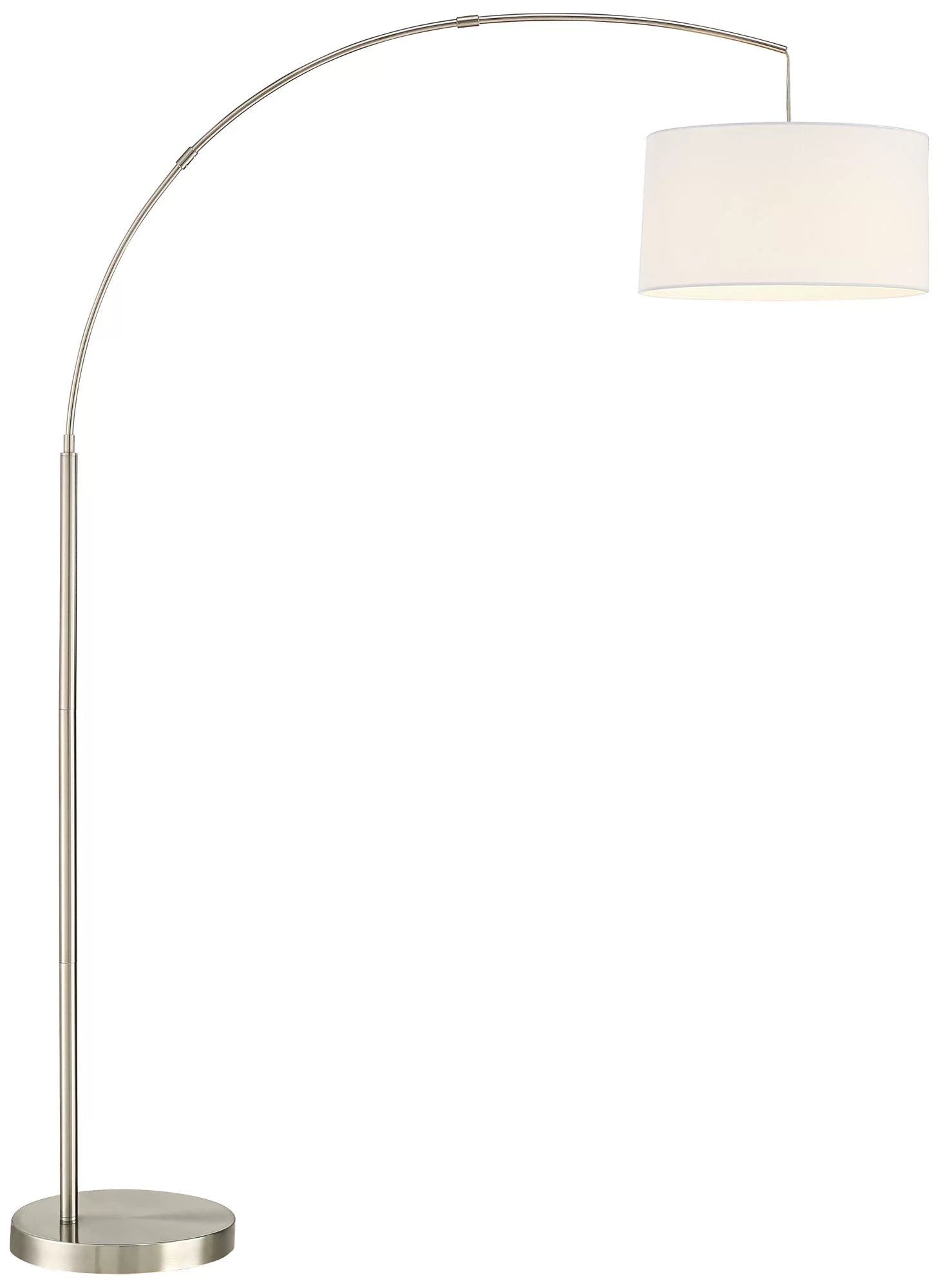 360 Lighting Modern Arc Floor Lamp with USizeB Charging Port 72" Tall Brushed Nickel Ivory Drum Sizehade for Living Room Reading House