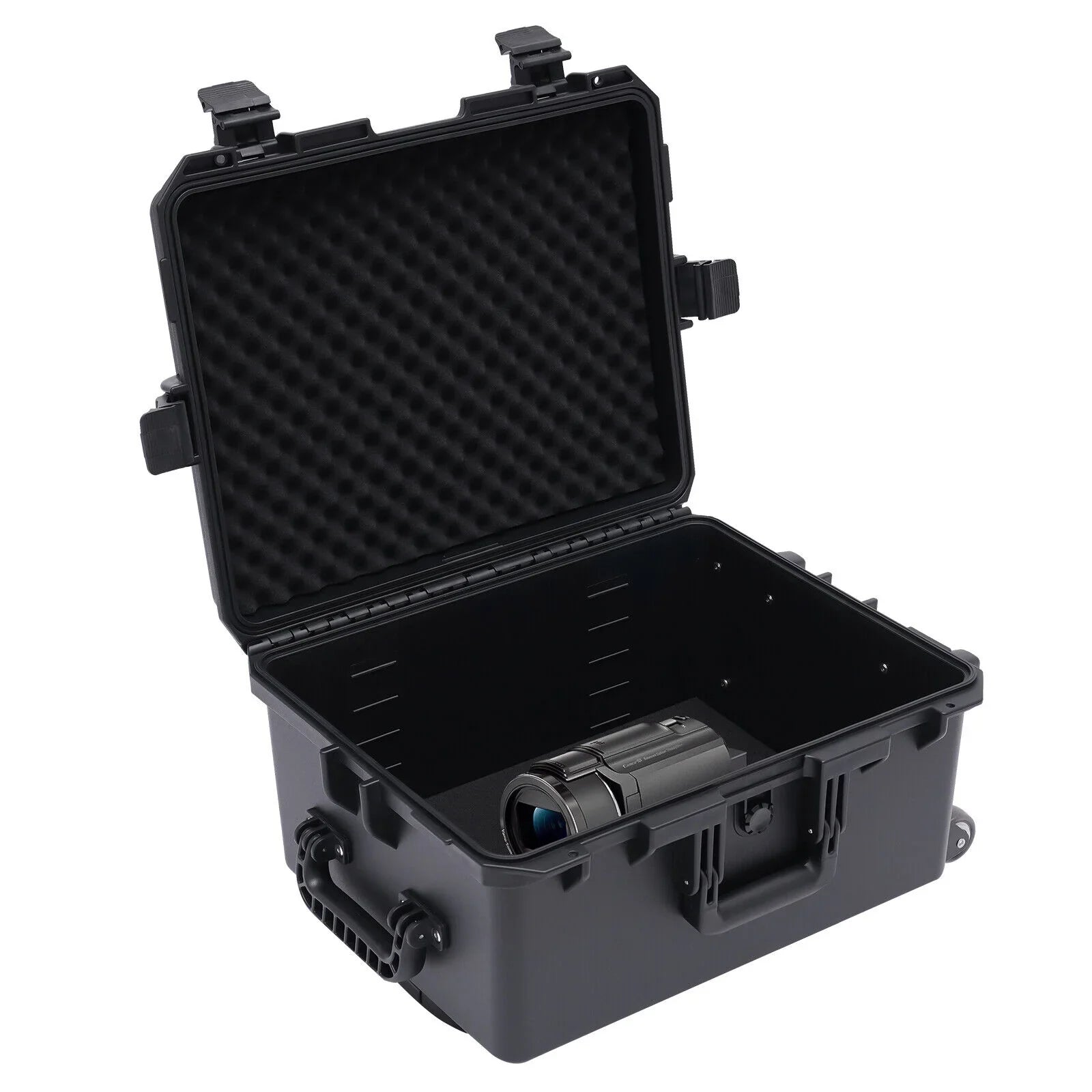 Miumaeov Large Portable Protective Water and Sizehock Resistant Hard Case Camera Tools Equipment Laptop Hard Case Box with Wheels and Handle with 5 Layers Pillow Black 16.7" x 12" x 21.25"