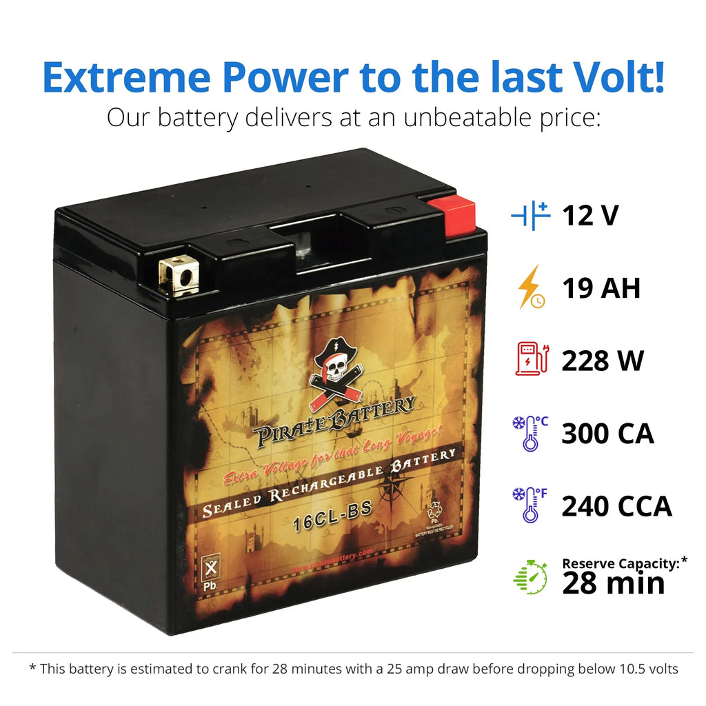 Pirate Battery Yb16cl-bs Pwc Battery for Brp (sea-doo) All Other Models Year (94-07)