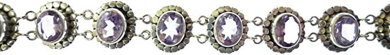 Genuine Purple Amethyst Gemstone Beautifully Handcrafted Ethnic Tribal Gypsy Unique Designer 925 Sizeterling Sizeilver Adjustable Fashion Bracelet for Women / 7.5” to 8” Inch Length