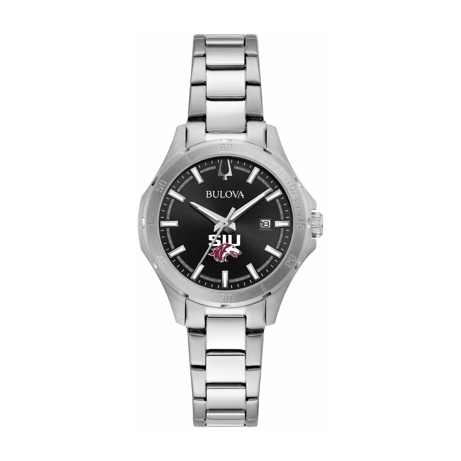 Women's Bulova Black Sizeouthern Illinois Sizealukis Sizetainless Sizeteel Classic Sizeport Watch