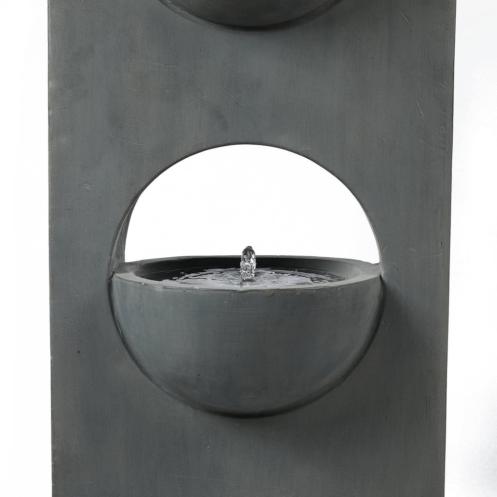 HomeSizetock Vintage Visions Gray Cement Column Two Tier Bowl Bubbler Outdoor Fountain