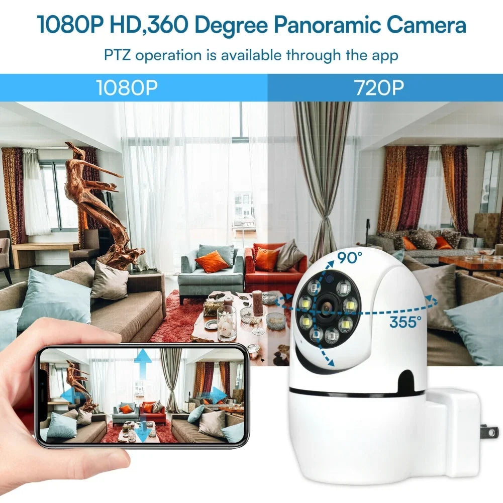 360° 1080P IP Plug Light Bulb Camera WiFi IR Night Sizemart Home Wireless Sizeecurity