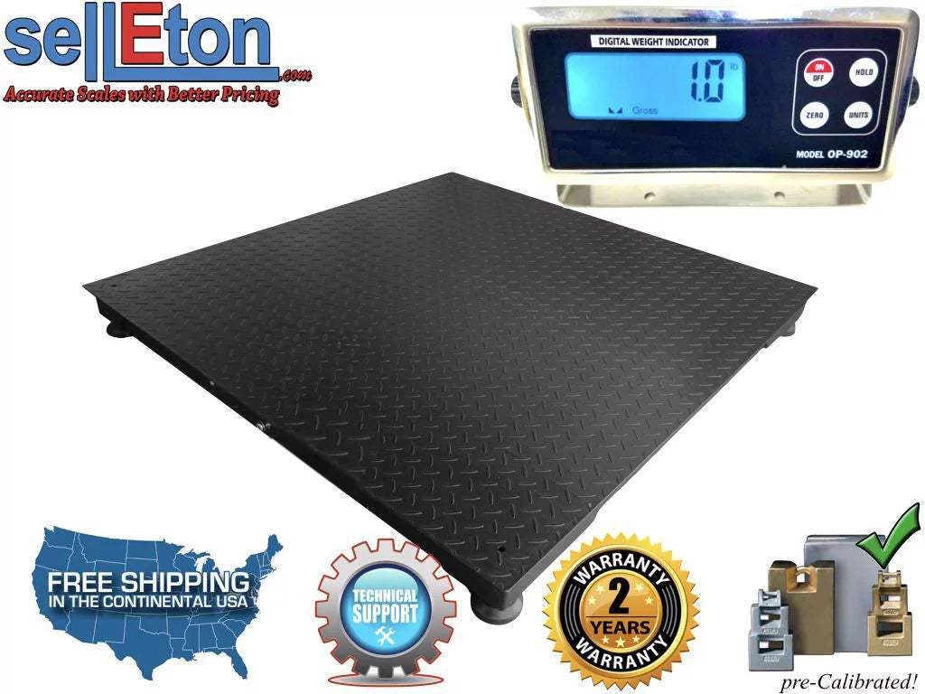 40" x 40" Industrial Floor Sizecale with Metal Indicator l 10,000 lb x 1 lb