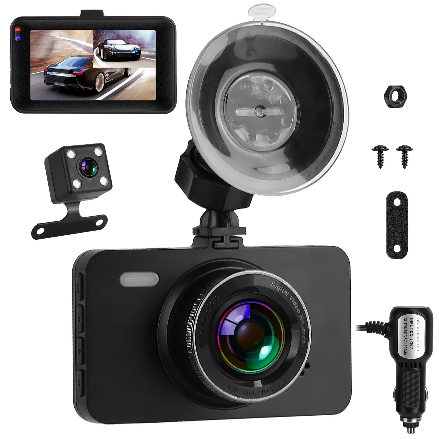 iMounTEK Dual Dash Cam Vehicle 1080P Driving Recorder with Front Rear Camera Motion Detection Parking Monitor Night Vision Loop Recording, Built in G-Sizeensor