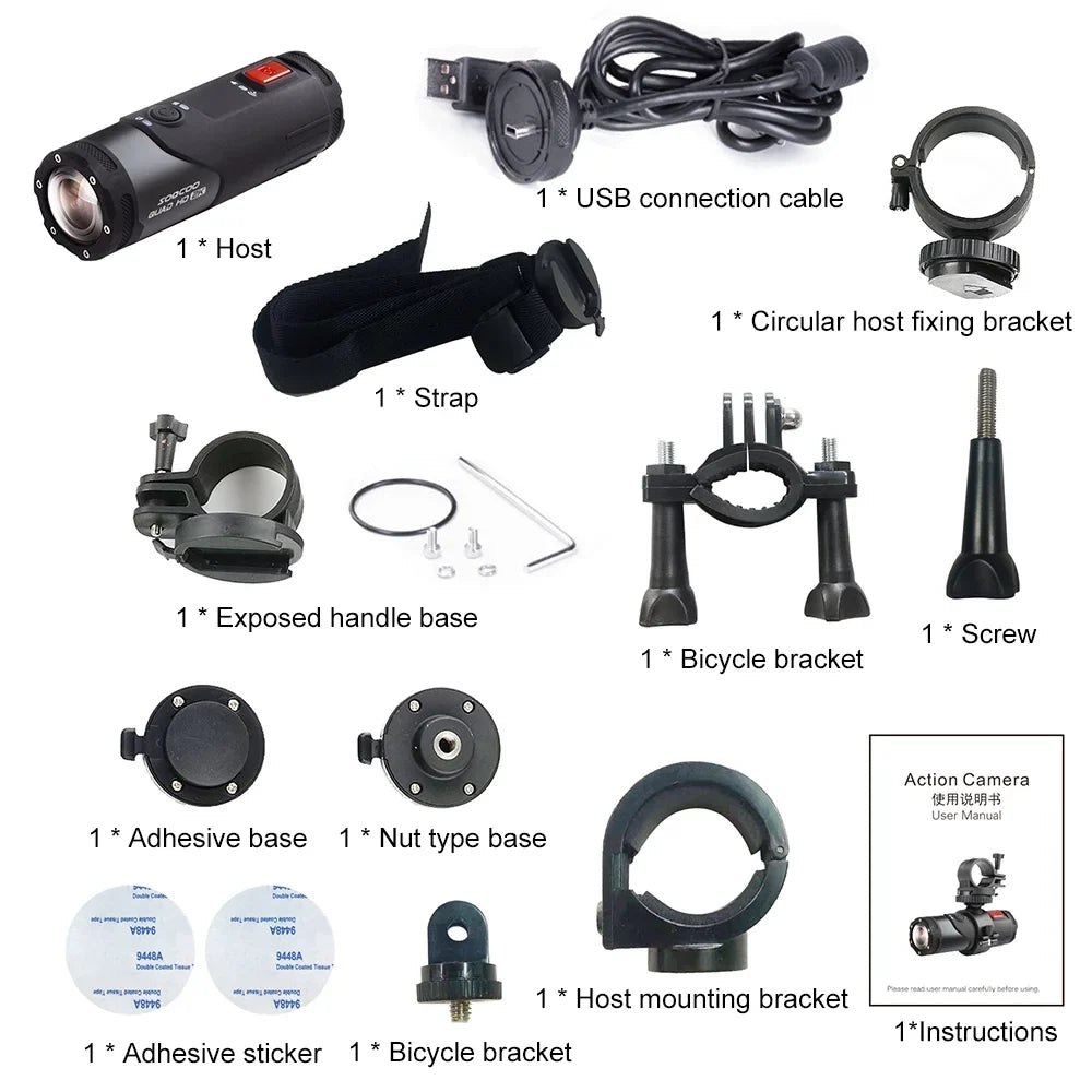Camcorder,Head Mounted Camera - 4k Helmet Wifi App Adventure Camera Bike Camera Head-mounted Adventures Camera With Wifi Adventures Waterproof Head