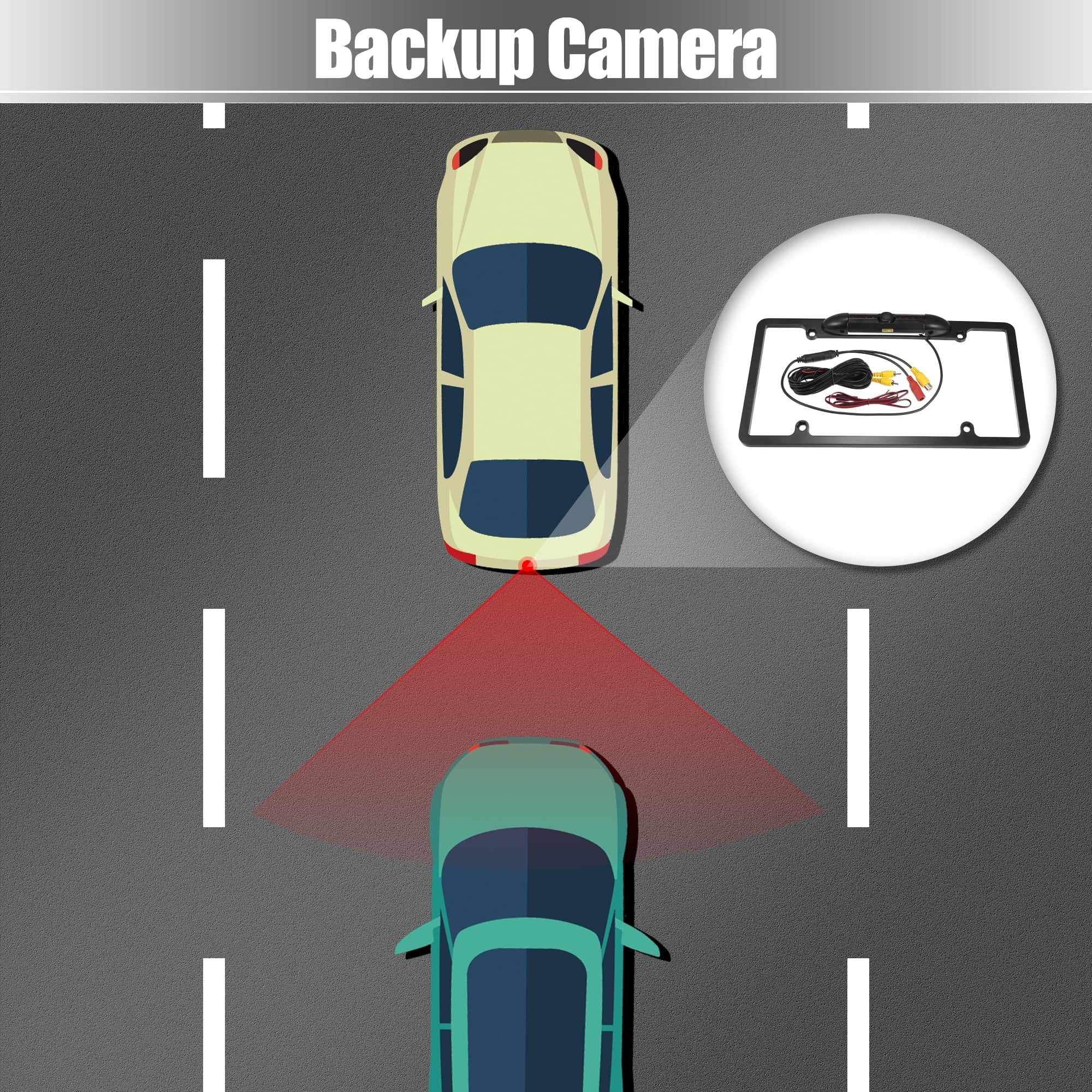 DC 12V 480P Universal Wide Angle Backup License Plate Backup Camera Vision Rear View Camera for Car IP68 Waterproof