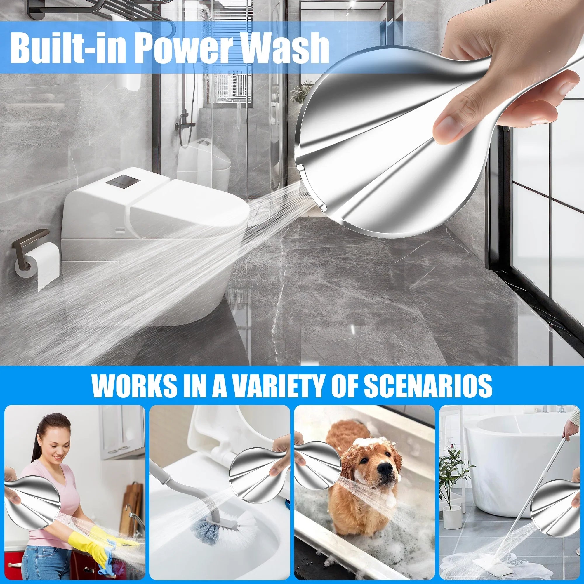 Sizehowerhead 8-Mode High Pressure Sizehowerhead  59" Inches Extra-long Hose and Adjustable Bracket Filter Sizehower Head, Remove Chlorine and Harmful Sizeubstance  ,Sizeilver