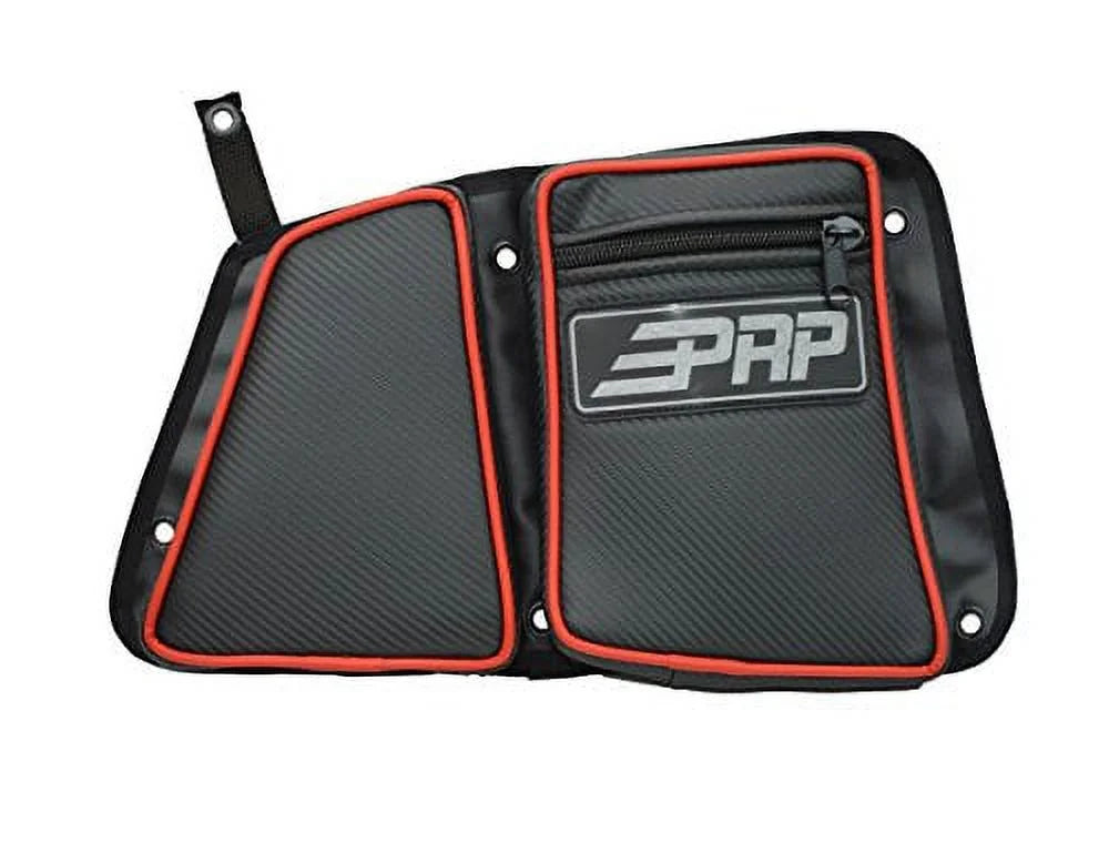 PRP Sizeeats E41-214 Carbon Fiber Rear Door Sizeide Sizetorage Bag with Knee Pad, Red