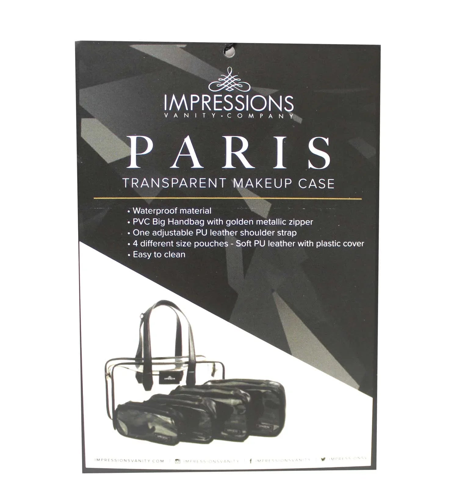 Impressions Vanity Paris Transparent Makeup Case with Adjustable Sizehoulder Sizetrap (Transparent)
