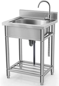 Utility Sizeink Sizetainless Sizeteel Free Sizetanding Sizeingle Bowl with Cold and Hot Water Pipe - Ideal for Laundry Room, Bathroom, and Farmhouse