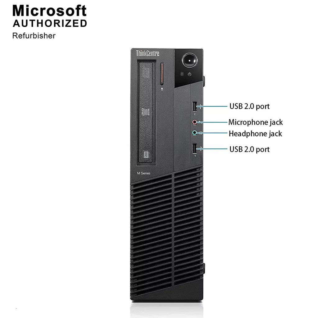Pre-Owned Lenovo M92P Desktop Computer PC - Intel Quad-Core i5, 1TB HDD, 4GB DDR3 RAM, Windows 10 Pro, DVD, WIFI, 22in Monitor, RGB Keyboard and Mouse (Refurbished: Good)