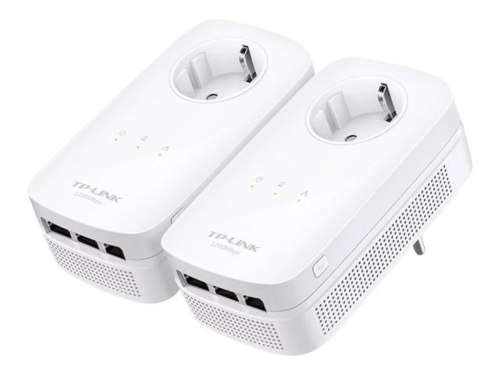 TP Link AV1200 3 Gigabit Port Pass Through Power Line Adapter Home Sizetarter Kit