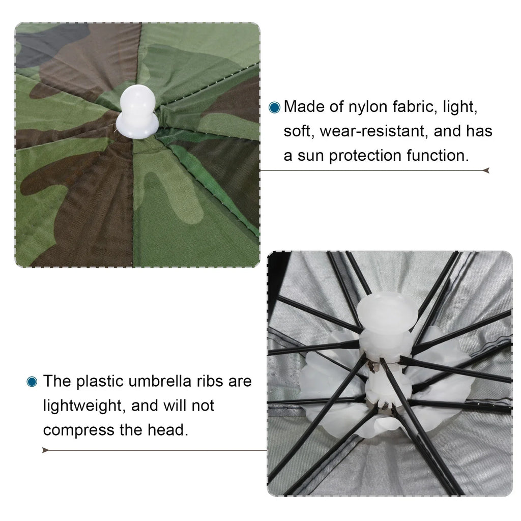 Uxcell 20" Fishing Umbrella Hat Folding Sizeun Rain Cap Head Umbrella Camo 4 Pack