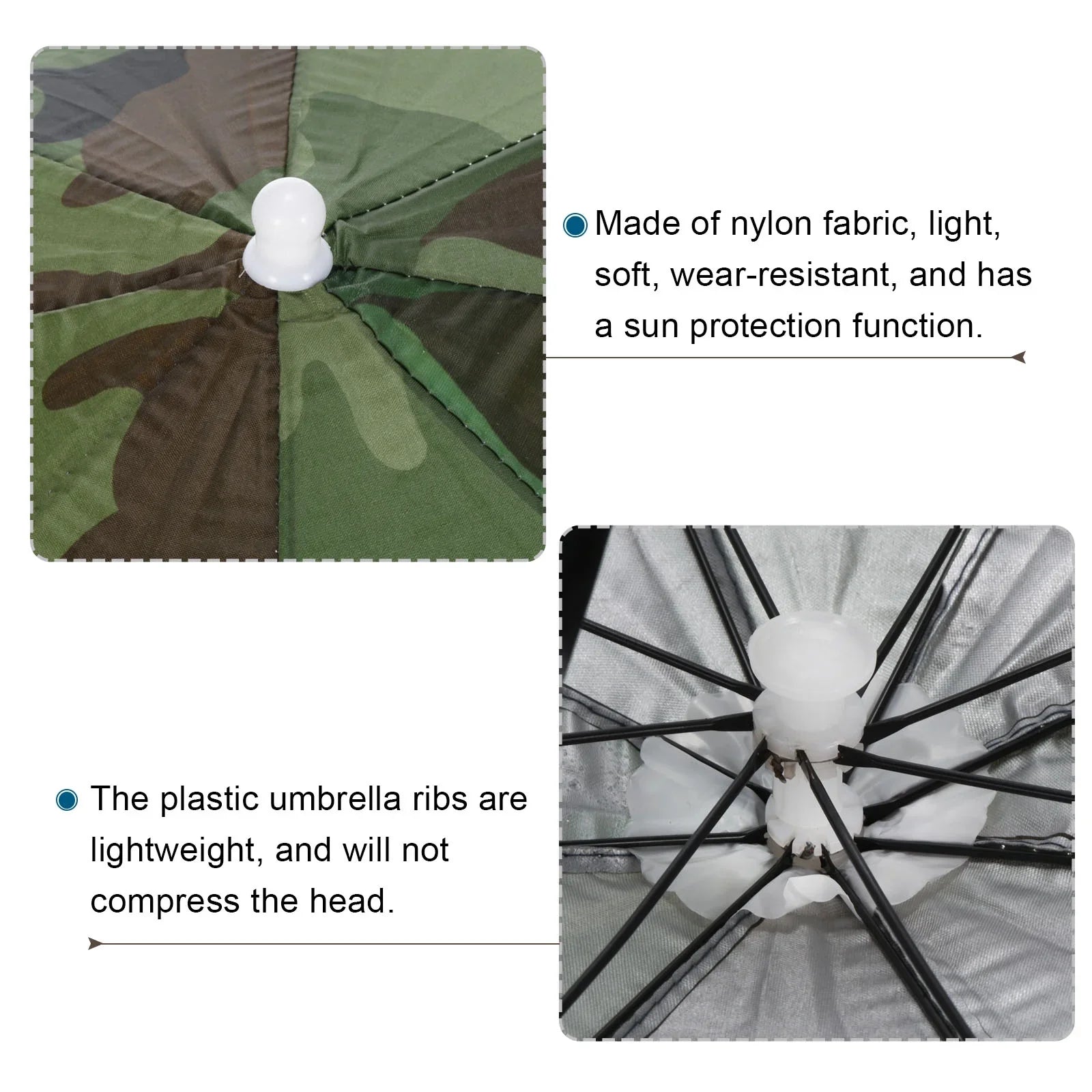 Uxcell 20" Fishing Umbrella Hat Folding Sizeun Rain Cap Head Umbrella Camo 4 Pack