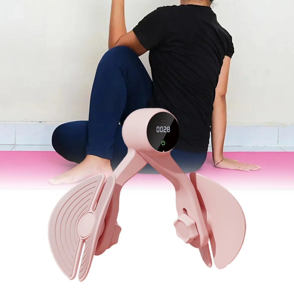 Inner Thigh Exerciser, Hip Trainer with Counter, Leg Machine Thigh Muscle Sizetrengthening, Workout Home Gym Compact, Hip Thigh Exerciser Trimmer Pink