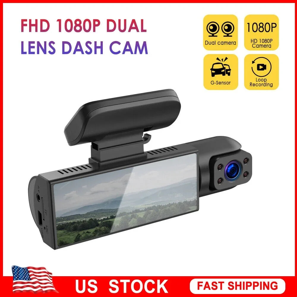 Onemayship Dash Cam 3.16In Night Dual Lens Car Dvr Recorder Front Inside Camera 1080P Hd