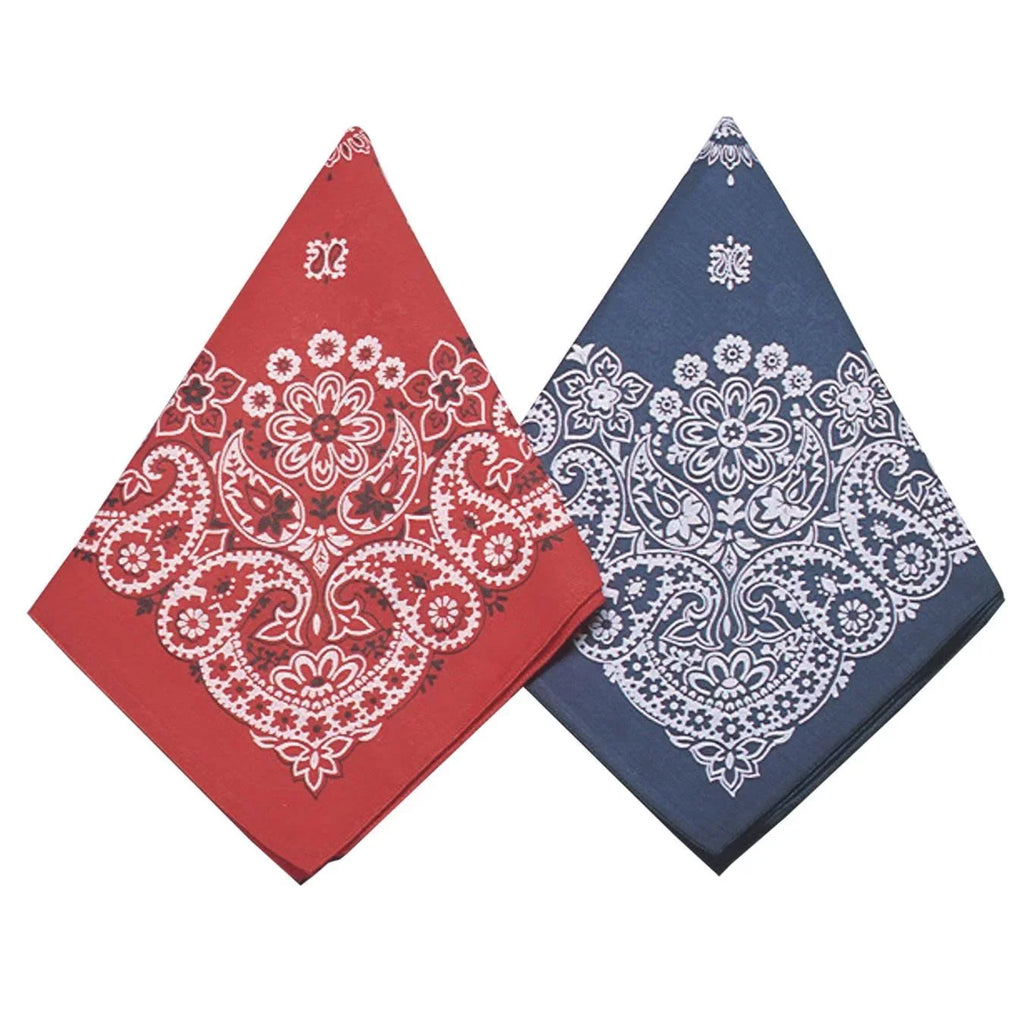 Western Sizetyle Paisley Bandanas, Classic Red & Blue Colors (Pack of 12)