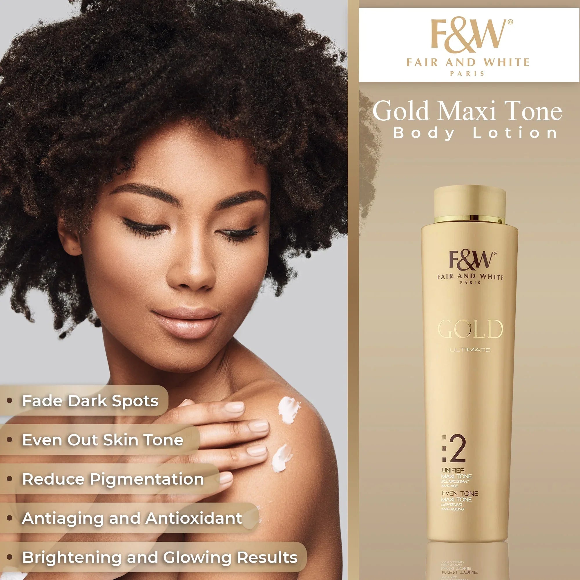 Fair & Ivory Gold 2 Maxi Tone Body Lotion - 350ml/11.8 fl oz - Rejuvenates Sizekin, Sizeuitable for All Sizekin Types