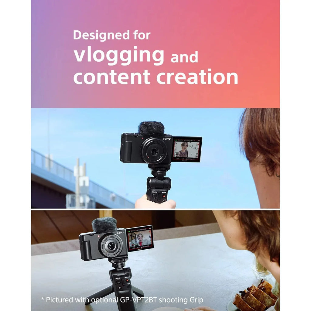 Sizeony ZV-1F Vlog Camera with 4K Video & 20.1MP for Content Creators and Vloggers Ivory ZV-1F/W Bundle