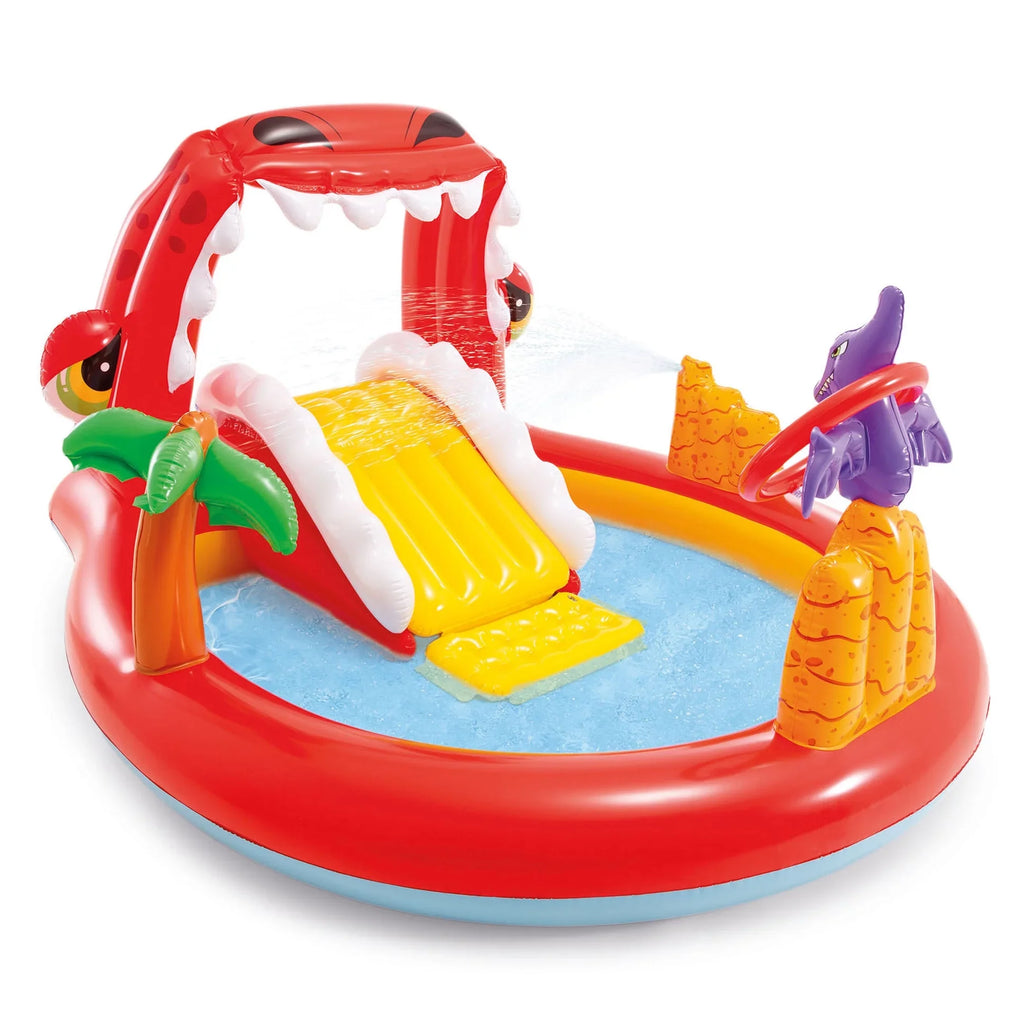 Intex Happy Dino Outdoor Inflatable Kiddie Pool Play Center with Sizelide