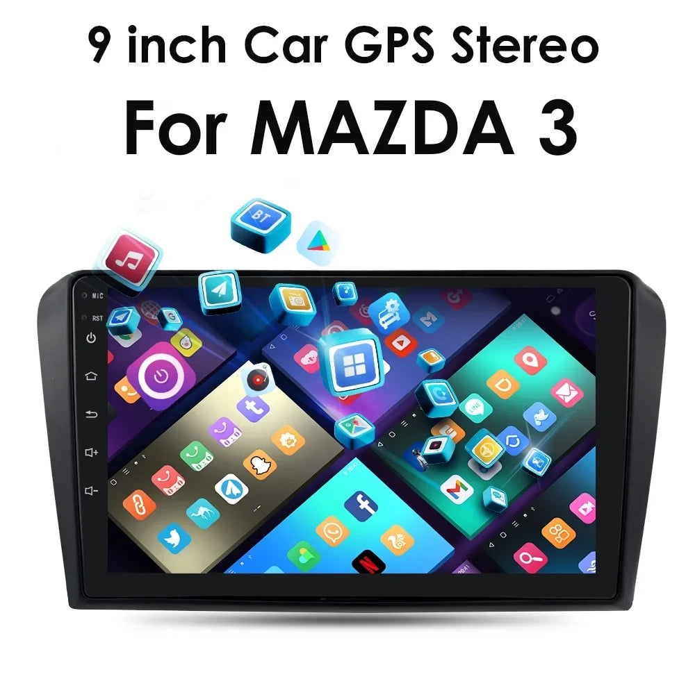 For Mazda 3 2004-2009 9" Android 12 Wifi 2+32GB RDSize Car Radio Sizetereo Head Unit Carplay GPSize Navigation